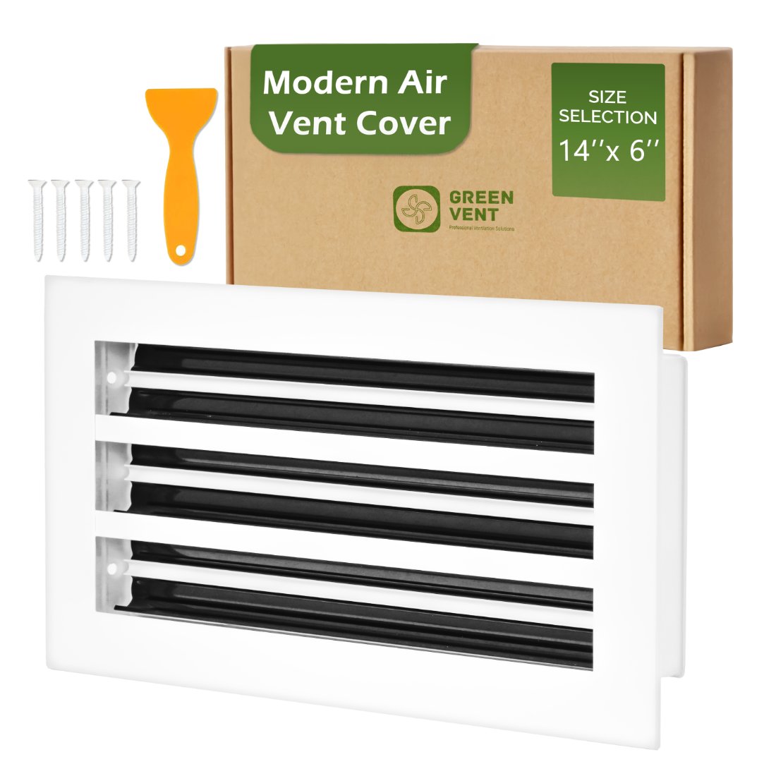 Green Vent Modern Air Vent Cover with included screws and tool